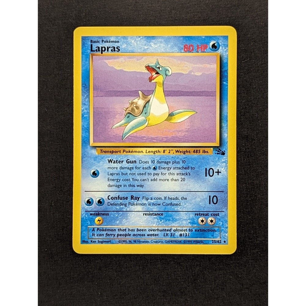 Pokémon TCG Lapras Fossil 25/62 Regular Unlimited Rare Moderatel Played
